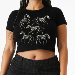 Skeleton Horse Crop Tee