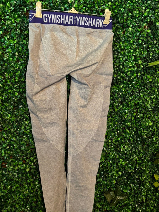 Pre-Loved Gymshark Medium Rise Leggings - Light Grey/Purple Size S