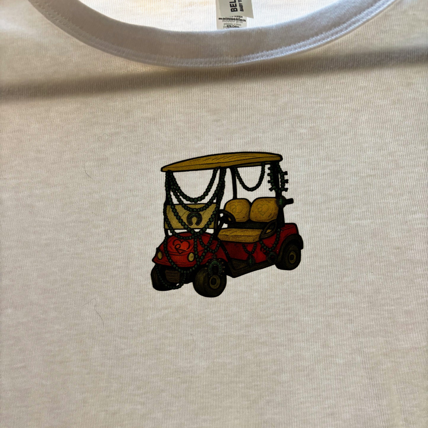 Turquoise Gold Cart Tee - Crop White