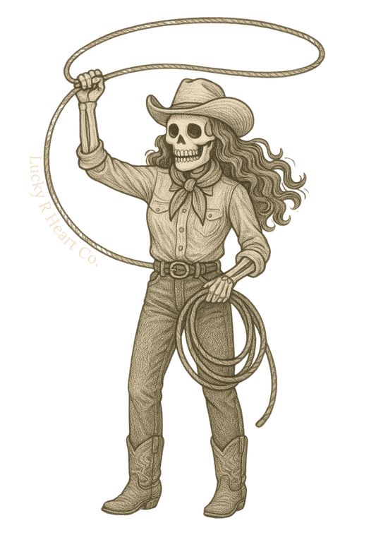Skeleton Cowgirl Crop Tee
