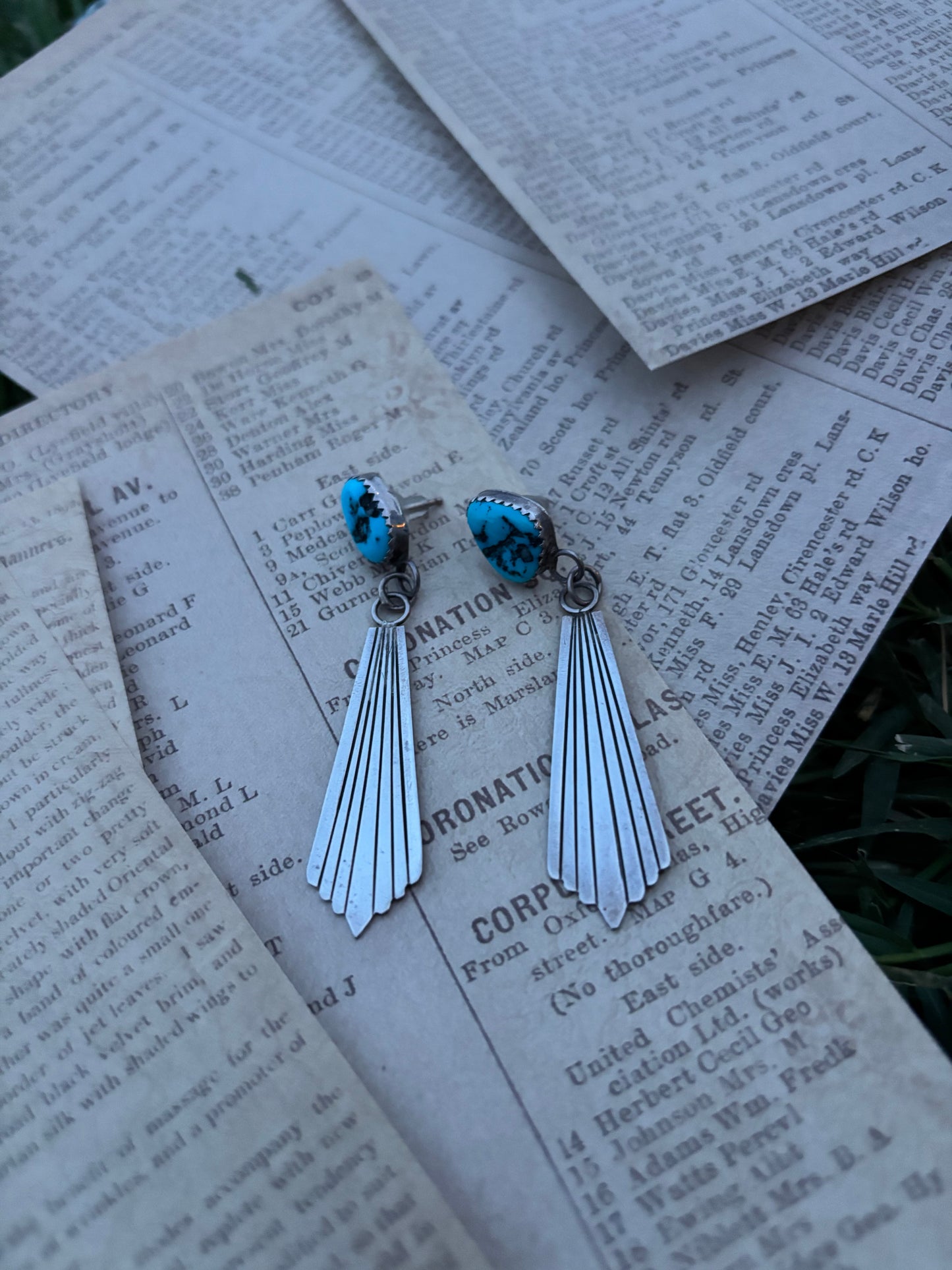Dangling Turquoise Sterling Earrings
