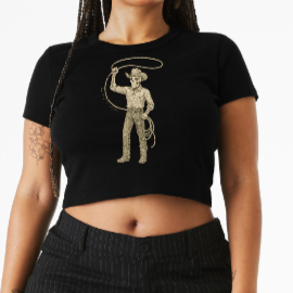 Skeleton Cowboy Crop Tee