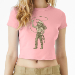 Skeleton Cowgirl Crop Tee