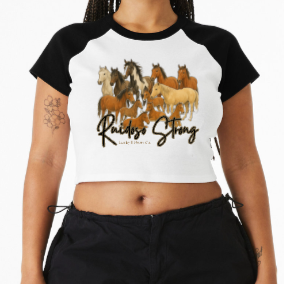 The Herd Tee - Black Crop Raglan