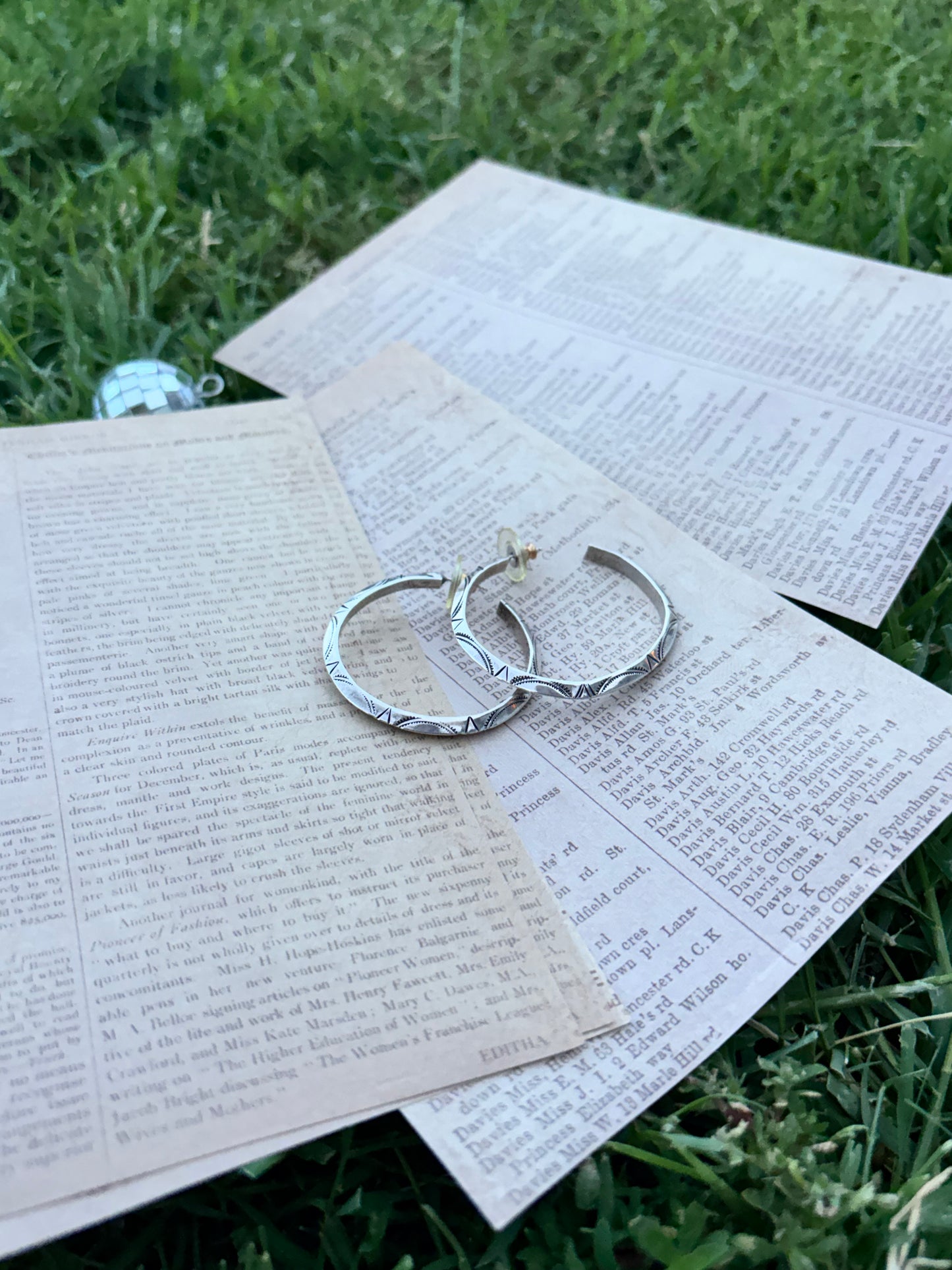 Sterling Hand Stamped Hoop Earrings