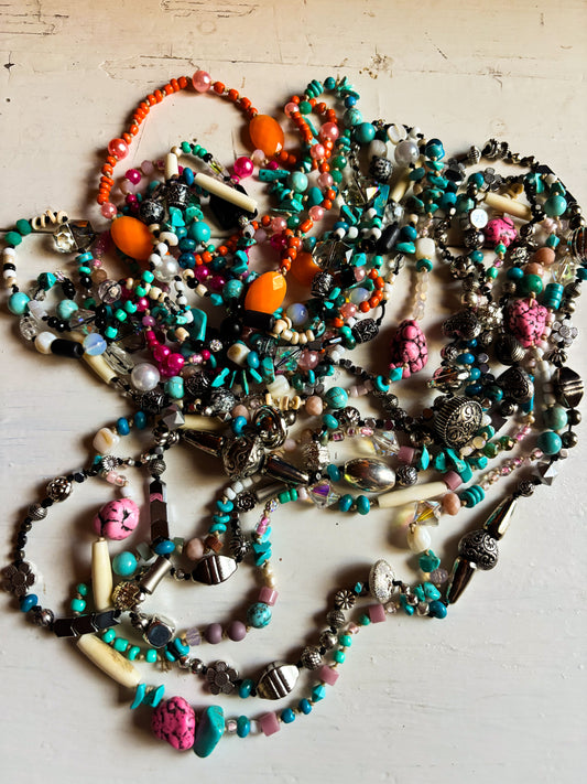 40” Wrap Necklace - Turquoise & Metallic