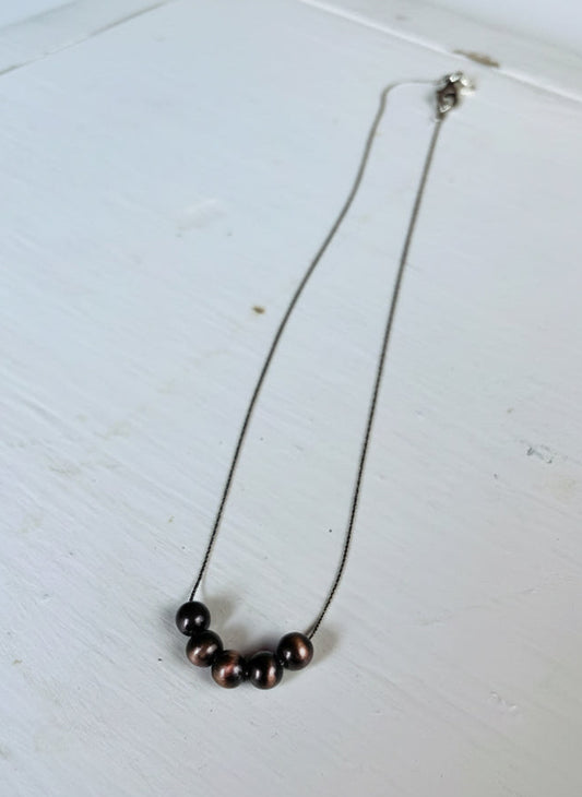 Faux Copper Navajo Pearl 14” Necklace (Sterling String)