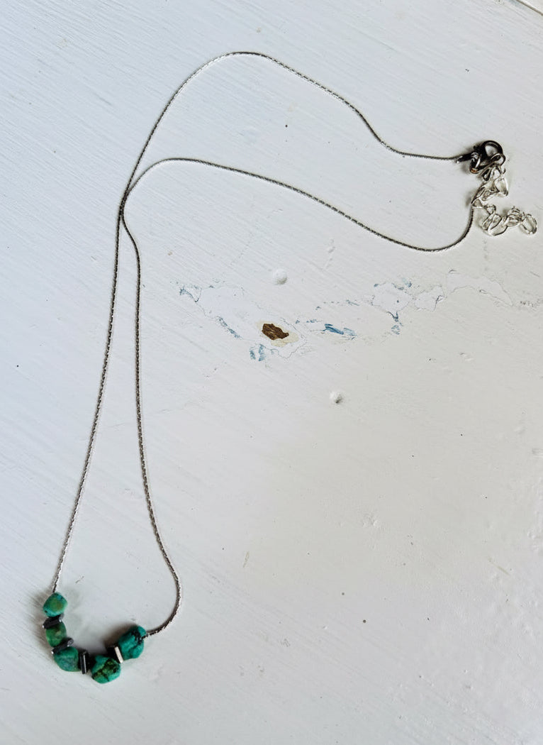 Turquoise Sterling Silver 14” Necklace