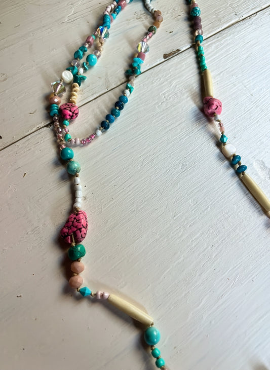 40” Wrap Necklace - Pink Conch Inspired