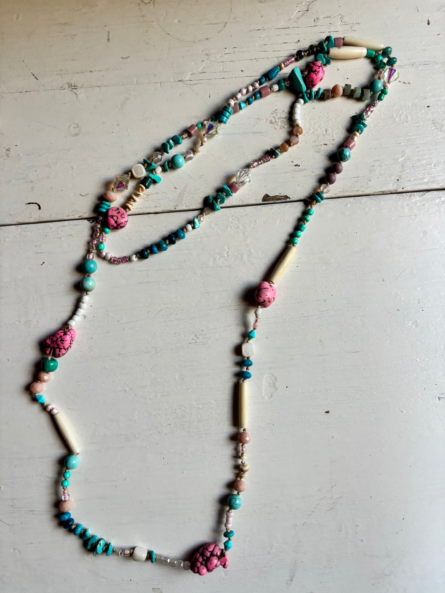 40” Wrap Necklace - Pink Conch Inspired