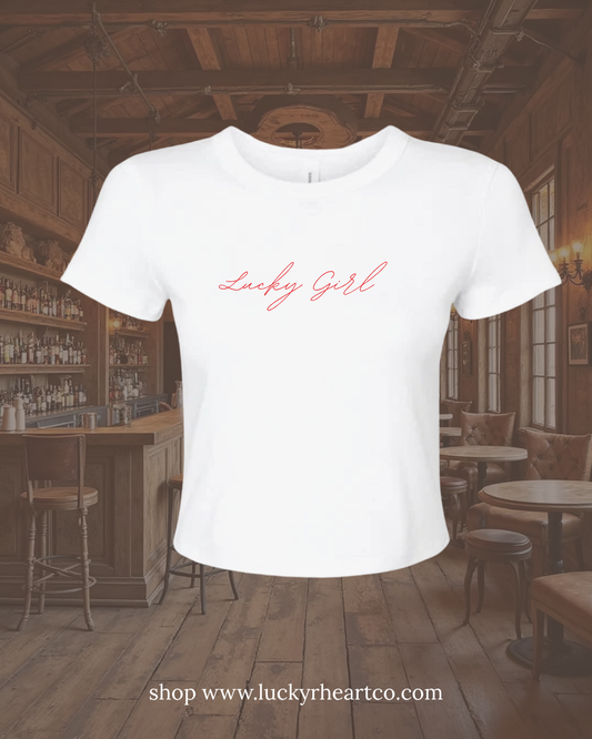 Lucky Girl Cursive Baby Tee