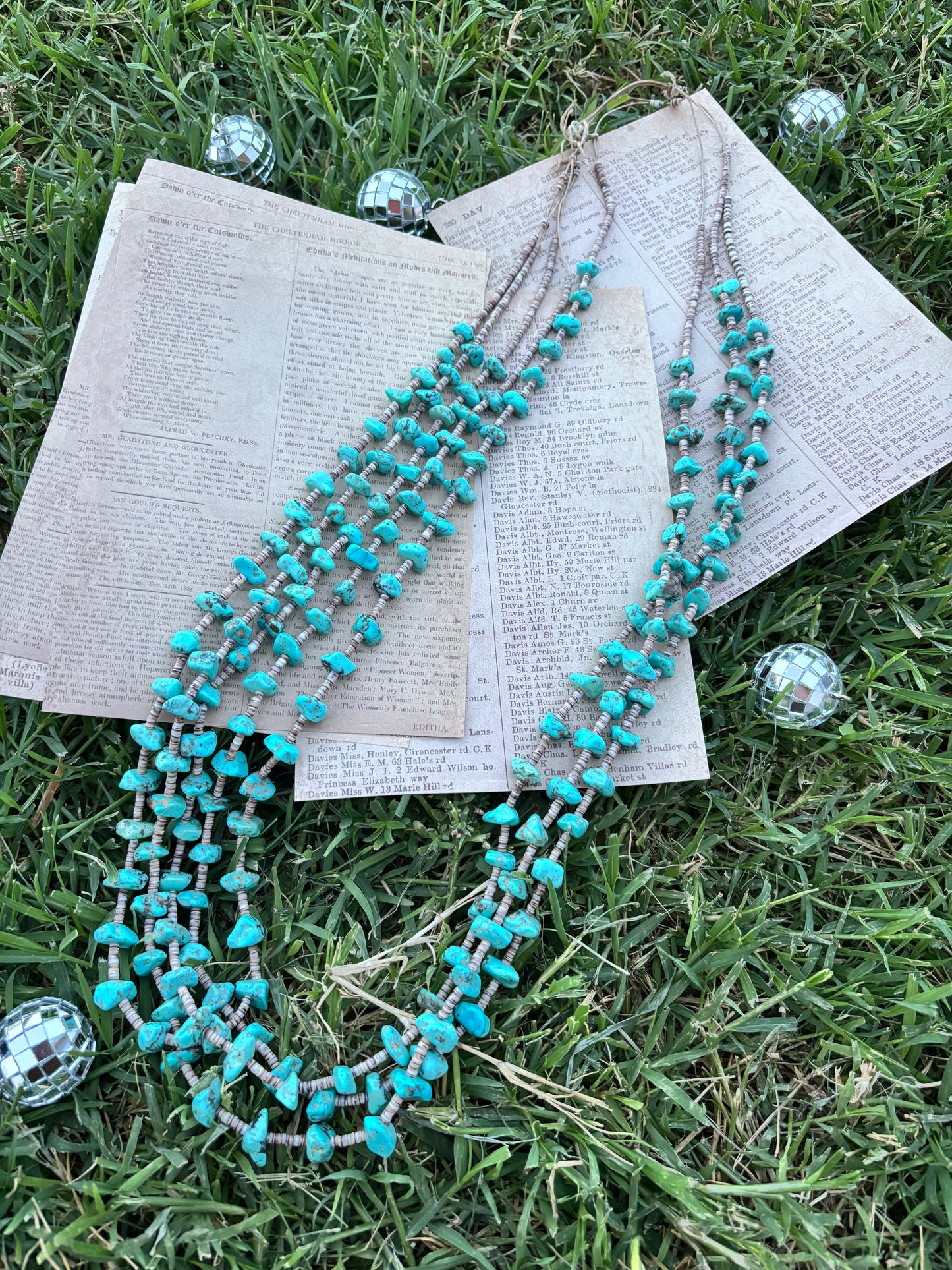 Vintage Turquoise Layered Necklace 24"
