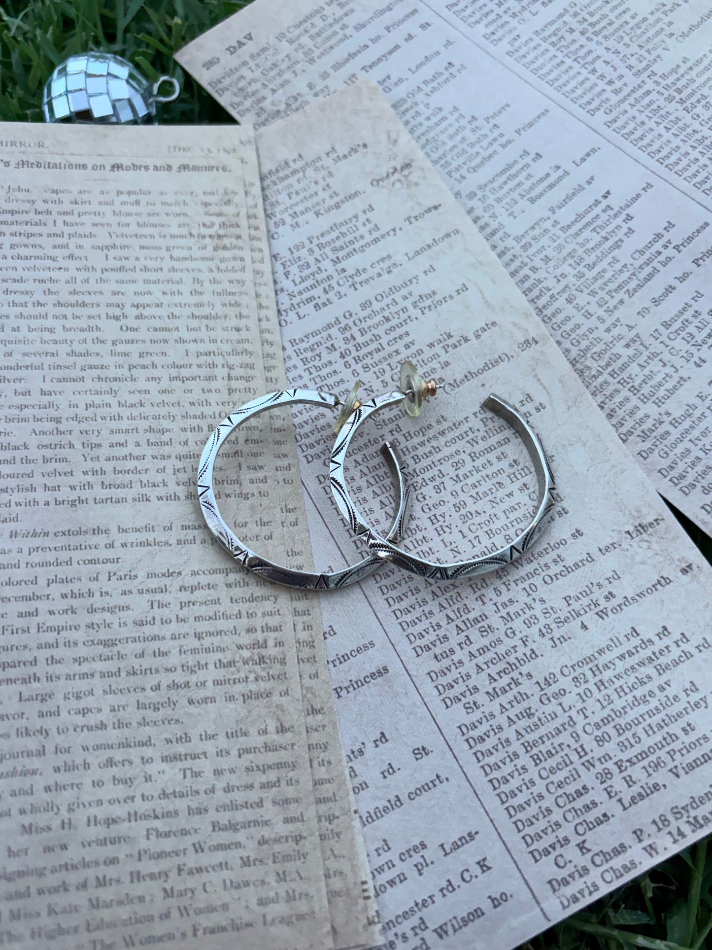 Sterling Hand Stamped Hoop Earrings
