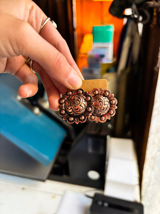 Copper Concho Stud Earrings