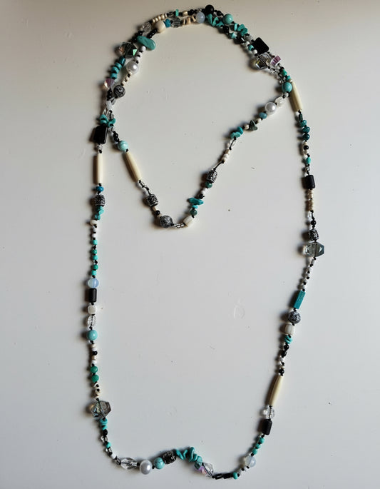 40” Wrap Necklace - Black & White