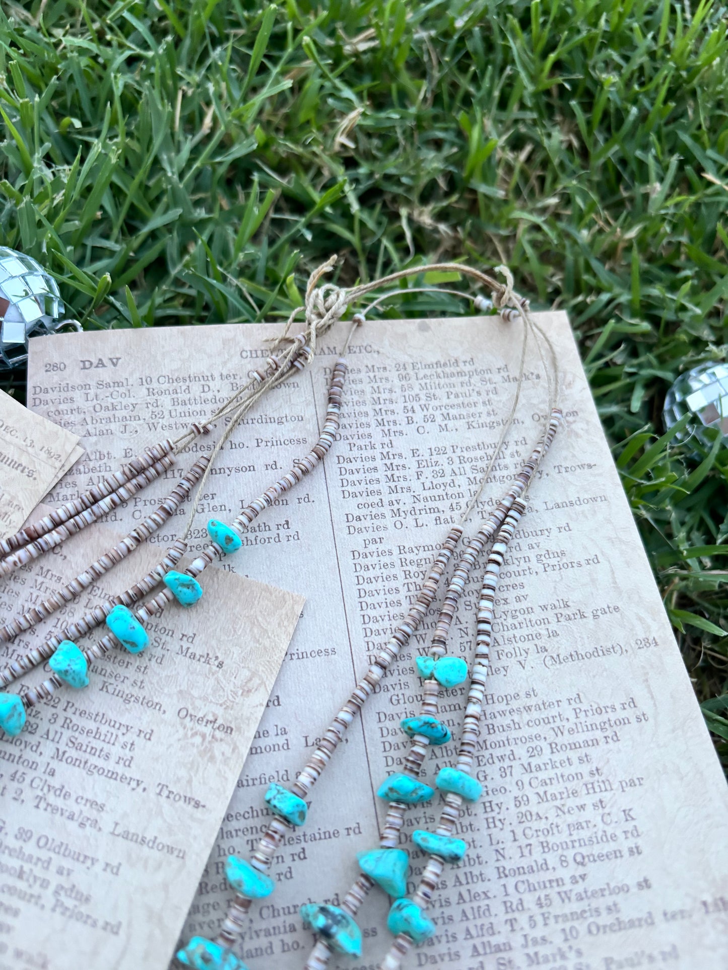 Vintage Turquoise Layered Necklace 24"