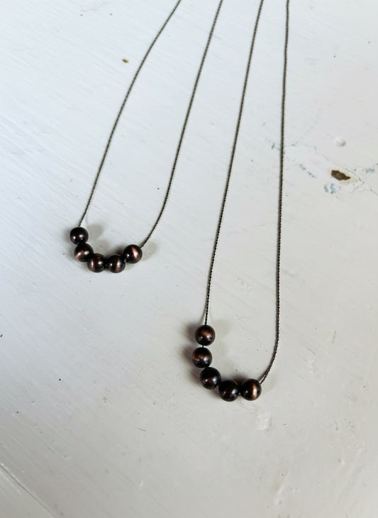 Faux Copper Navajo Pearl 14” Necklace (Sterling String)