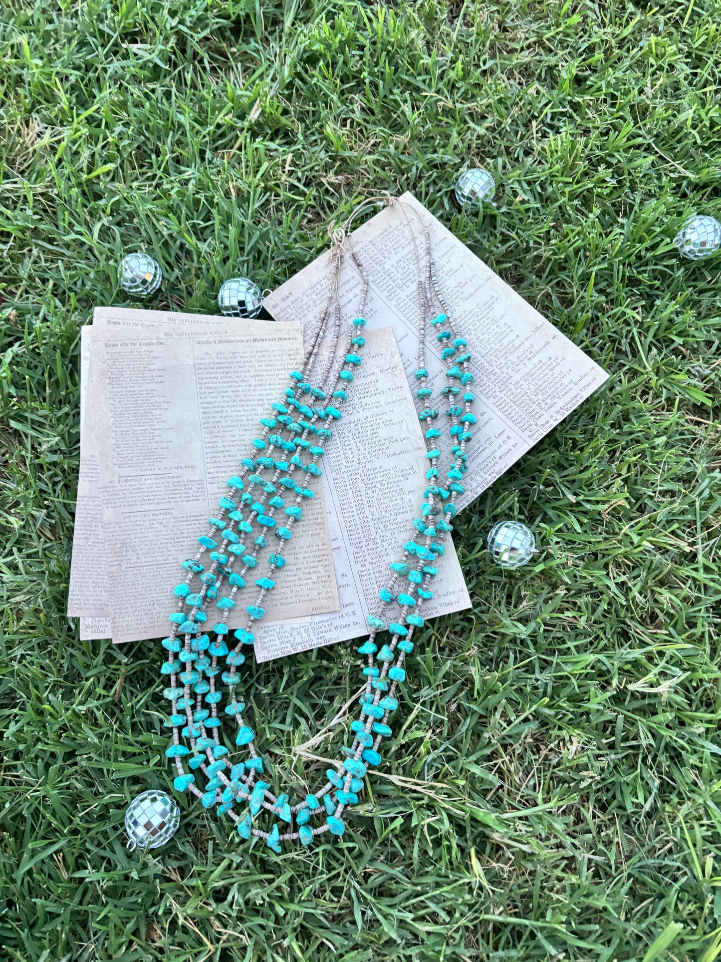 Vintage Turquoise Layered Necklace 24"