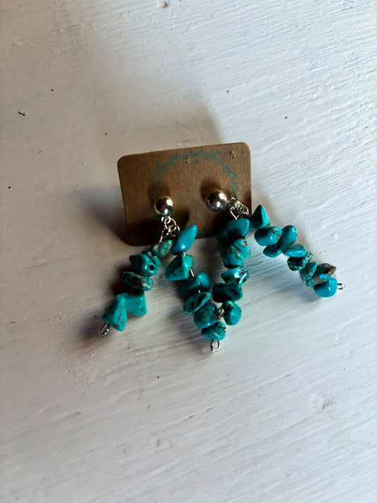 Two Strand Turquoise Chunk Dangles