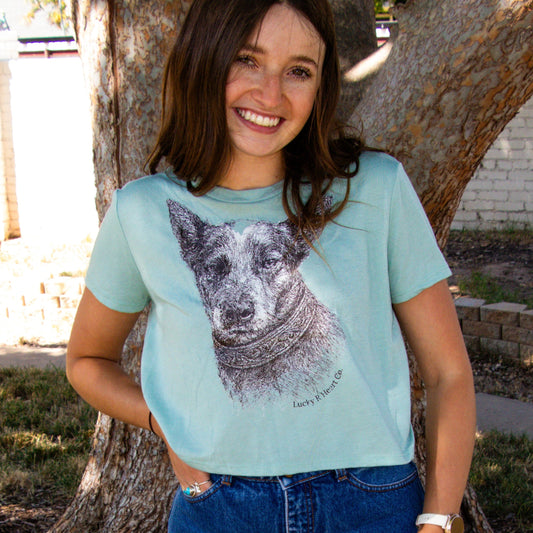 Sugar Tee - Cropped Dusty Blue