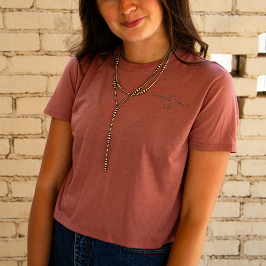 Brand Card Tee - Mauve Loose Crop