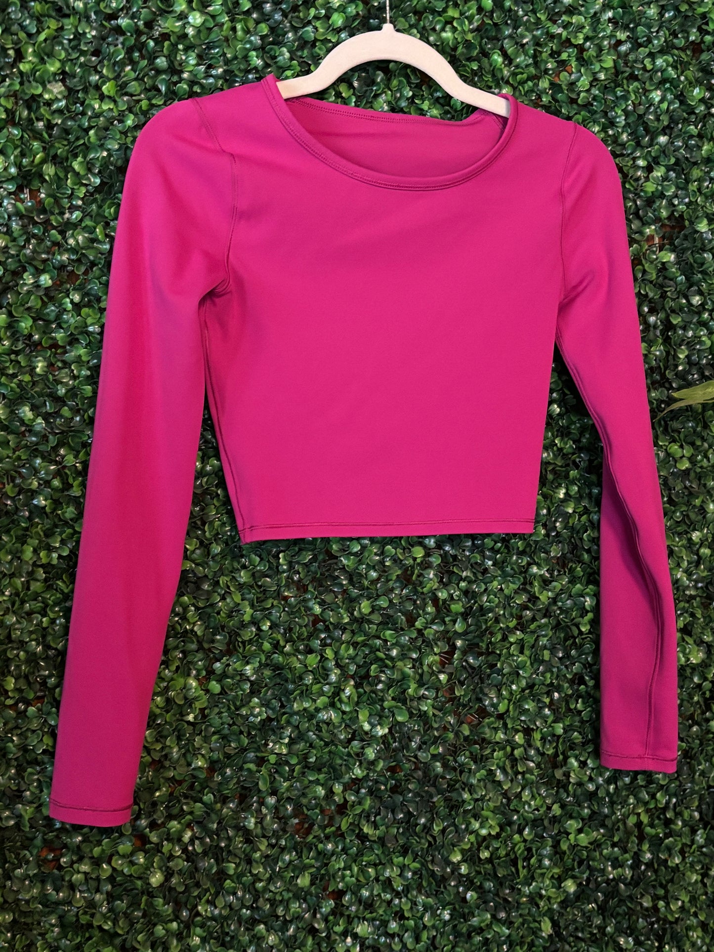 Pre-Loved Lululemon Long Sleeve Crop - Sonic Pink (Size 2)