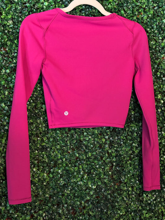 Pre-Loved Lululemon Long Sleeve Crop - Sonic Pink (Size 2)