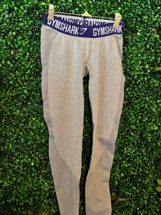 Pre-Loved Gymshark Medium Rise Leggings - Light Grey/Purple Size S