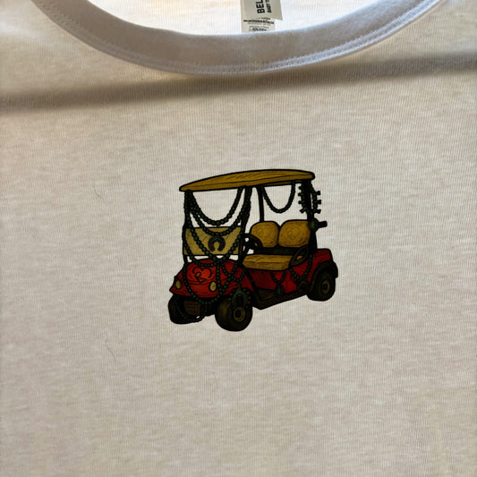 Turquoise Gold Cart Tee - Crop White